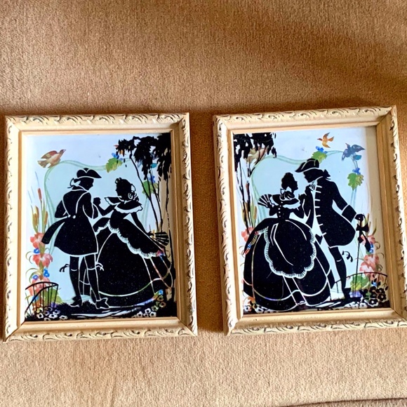 Vintage Framed Silhouette Cutout Art - set of 2 - Picture 1 of 6